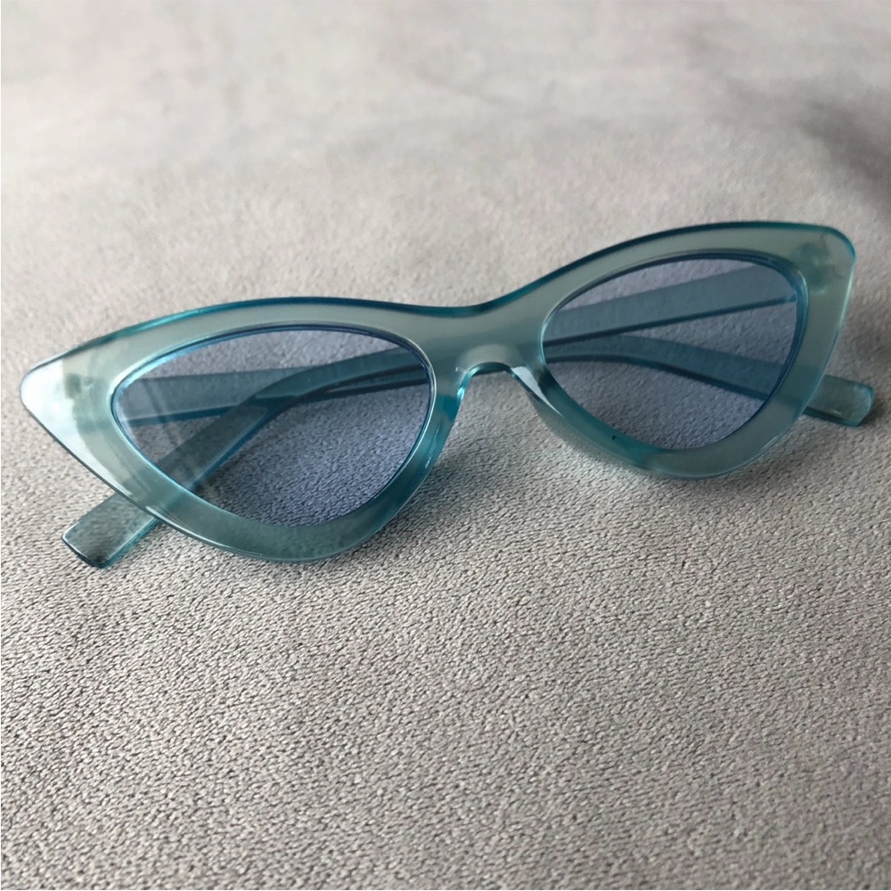 Clear Blue Frames Cat Eye Sunglasses ~ Blue Lens ~ Brand New!